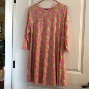 Crown & Ivy Pink/Lime Dress Seahorses S